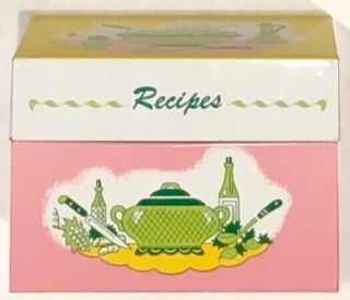 Vintage Recipe Box Ohio Art Co Bryan O Metal Tin 3x5 Salad Design Usa