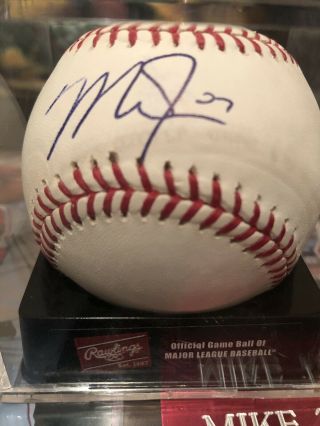 Mike Trout Signed Autographed Baseball Mlb And Plaque With Baseball Card
