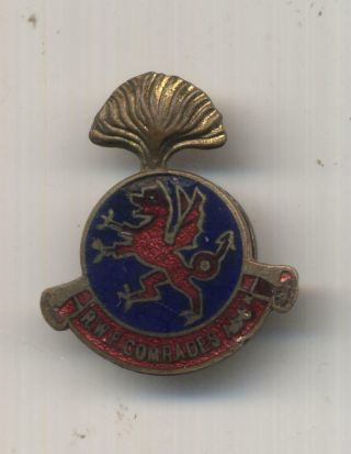 Vintage Royal Welsh Fusiliers Comrades Enamelled Pin Badge
