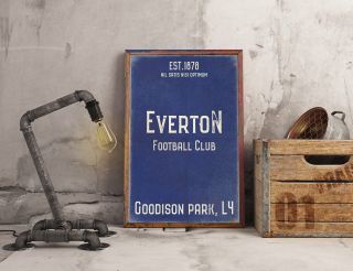 Goodison Park Everton Fc Blue A3 Picture Art Poster Retro Vintage Style Print