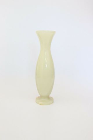 Vintage Marble Alabaster Stone Bud Vase Mid Century Jade Green Brown Tan White 3