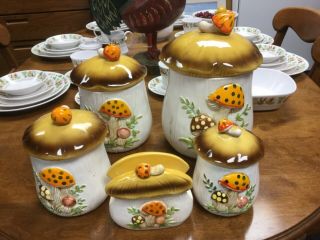 Vintage Sears Roebuck Merry Mushroom Canister /Napkin Holder Display/Replacement 2