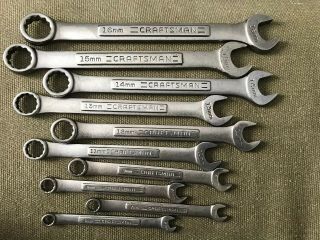 Vntg.  Craftsman Vv Series 10 Piece Metric Combination Wrench Set 6 - 9/11 - 16mm Usa