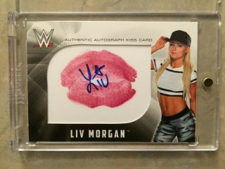 2017 Topps Wwe Liv Morgan Autographed Kiss Card Number 14/25 In Case