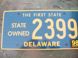 1998 Delaware (state Owned) License Plate -