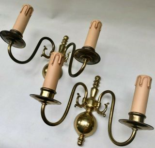 Vintage French Gold Colour Double Wall Electric Lights Candle Sconces