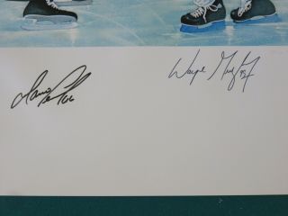 Wayne Gretzky Mario Lemieux Dual Signed 1988 All - Star Game Litho Loa Rare