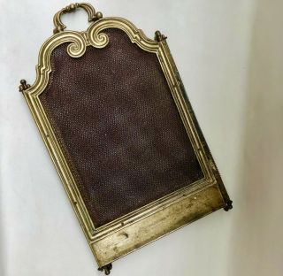 Vintage French Small Ornate Brass Fire Screen With Handles In Three Parts