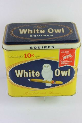 Vintage WHITE OWL Squires Milder 10 Cents Blended w/ Havana Tobacco TIN 2