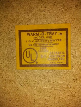 Vintage Warm - - O - Tray Electric Hot Plate 60 17 