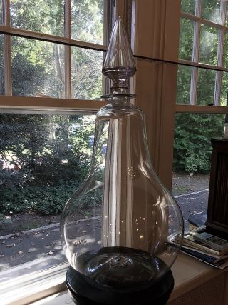 Huge Rare 19thc Blown Apothecary Pharmacy Jar W Spear Stopper /carboy Show Globe