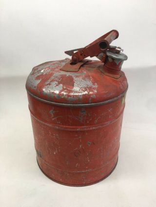 Vintage Eagle Red 5 Gallon Metal Gas Safety Can Spout Nozzle Handle Lever