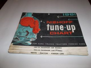 Collectible 1961 Niehoff Tune - Up Chart For Cars - Trucks - Tractors - Foreign Cars Usa