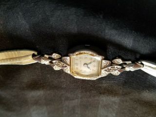 Antique Bulova 14k Gold L2 2 Diamond Ladies Wrist Watch Tradition Band