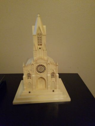 Vintage 1950s Raylite Electric Co Light Up Cathedral Musical Church Silent Night