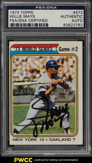 1974 Topps Willie Mays Signed Autograph Auto 473 Psa/dna Auth (pwcc)