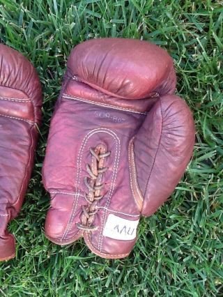 Early Antique Old 1930 ' s MacGregor Goldsmith Vintage ALL Leather Boxing Gloves 3