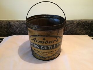Vintage 5 Lb.  Armour’s Pork Cutlets Metal Bucket (no Lid) Primitive