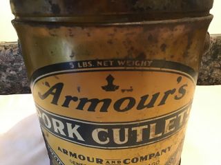 Vintage 5 Lb.  Armour’s Pork Cutlets Metal Bucket (No Lid) Primitive 2