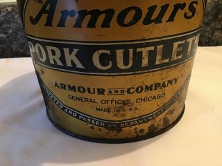 Vintage 5 Lb.  Armour’s Pork Cutlets Metal Bucket (No Lid) Primitive 3