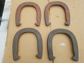 Double Ringer Diamond Pitching Horseshoes 2 1/2 Lbs Deluth Mn Usa Vtg Set Of 4