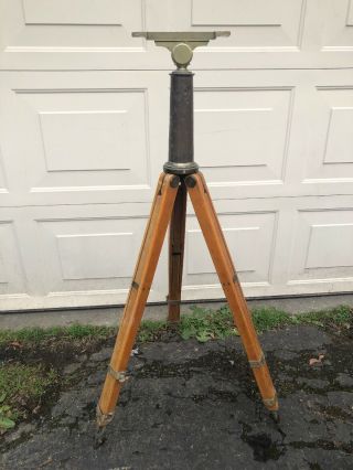 Antique W.  L.  E.  Gurley Survey Wood Brass Plane Table Transit Tripod For Alidade