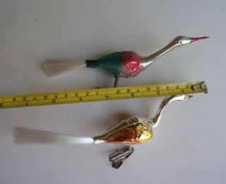 Two VINTAGE CLIP ON BLOWN GLASS GOOSE CHRISTMAS ORNAMENTS 2
