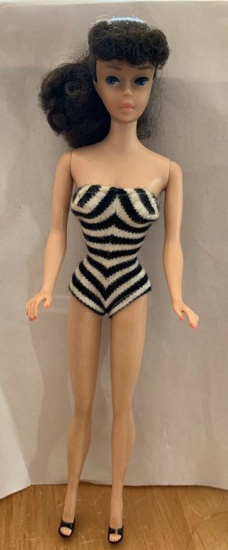 Vintage 1961 Mattel Ponytail Barbie Doll - Brown Hair - 5 ?