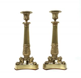 A Candlesticks.  Empire.  Bronze,  Gilding.  Europe,  Late 19th - Early 20th C