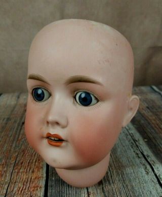 Antique German Large Bisque Socket Doll Head Cm Bergmann 1916 Blue Sleep Eyes