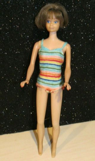 Vintage Midge Bend Leg Barbie Doll 1964 Mattel 1080 W/original Swimsuit Tagged
