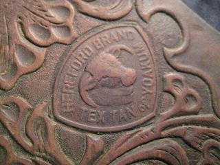 Vintage Tooled Leather Saddle Stirrup Fenders Hereford Brand Tex Tan Of Yoakum