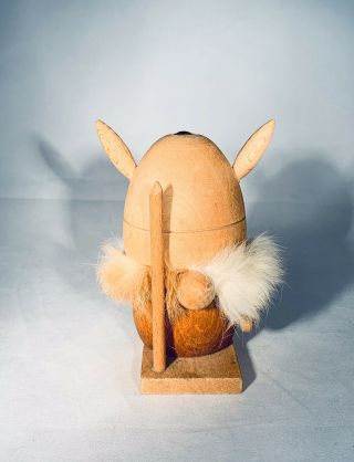 Vintage Mid Century Modern - Wooden Viking Figure - Made In Denmark - 5”