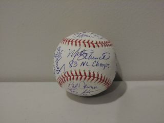 1983 Philadelphia Phillies Nl Champs Team Autographed Omlb Baseball
