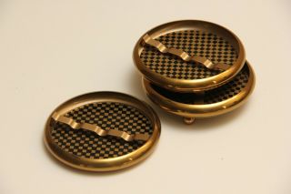 Gold Tone Brand Brass Stacking Ashtray Individual Personal Set Mcm Vtg.  Checker