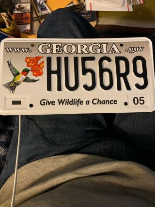 Georgia - License Plate.  Give Wildlife A Chance Hummingbird Hu56ro.