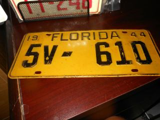 Florida 1944 Vintage License Plate Issued In Polk County