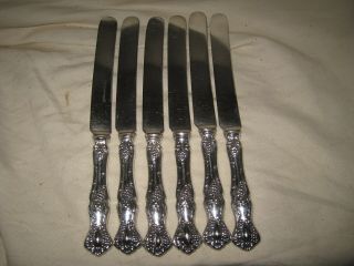 6 Rogers Bros Vintage Grape Plated French 9 - 3/4 " Hollow Handle Dinner Knifes