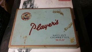 Vintage Tobacco Tin Box - Players Navy Cut Cigarettes Gold Leaf