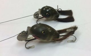 2 Vintage Creek Chub Dingbat Pikie Glass Eye Wood Fishing Lures