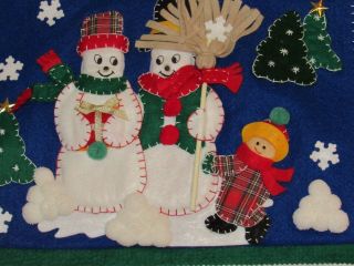 Vintage Christmas Snowman Advent Calendar on Wooden Rod 26 