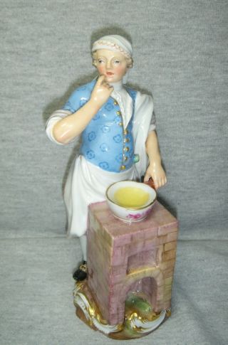 Antique Mid 19thc Meissen Cries De Paris Figure - Cook With Brazier