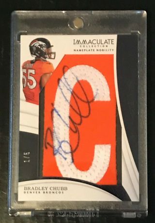 Bradley Chubb 2018 Immaculate Nameplate Nobility Autograph 1/5 Broncos Rc Auto
