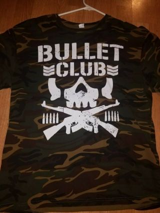 Bullet Club Camo Large Shirt Elite Njpw Young Bucks Kenny Omega Aew Roh