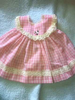 Vintage Vogue Tagged Dress Pink And White Checkered For 10” - 12” Doll