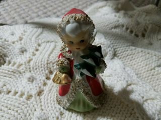 Vintage Lefton Christmas Angel Bell Holding Handbells And Christmas Tree
