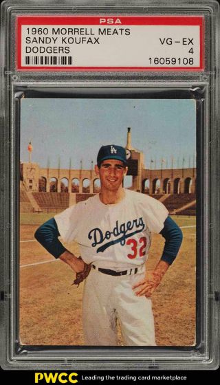 1960 Morrell Meats Dodgers Sandy Koufax Psa 4 Vgex (pwcc)