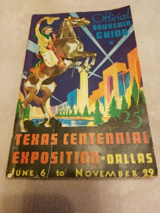 1936 Texas Centennial Expo Dallas Official Souvenir Guide With Map