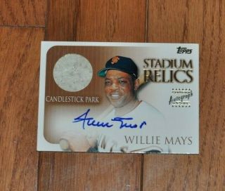 Willie Mays 2x Signed Auto 1999 Topps Stadium Relics Candlestick Park Card Nm/m