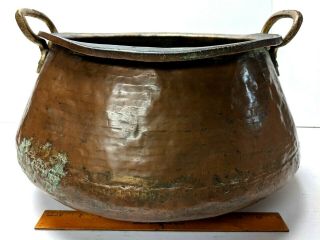Antique Hand Forged Hammered Copper Cauldron Turkish Pot Butter Kettle Planter